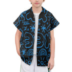 Blue Squiggle - Senior Kids Hawaiian Shirt