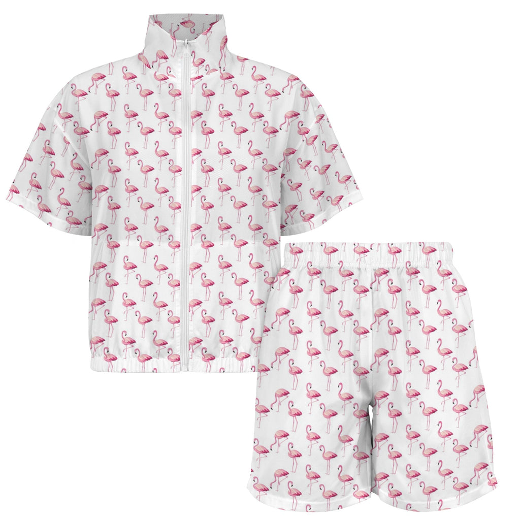 Flamingos Women's Windbreaker Short Set Women's Windbreaker Short Set animal Printed Offshore