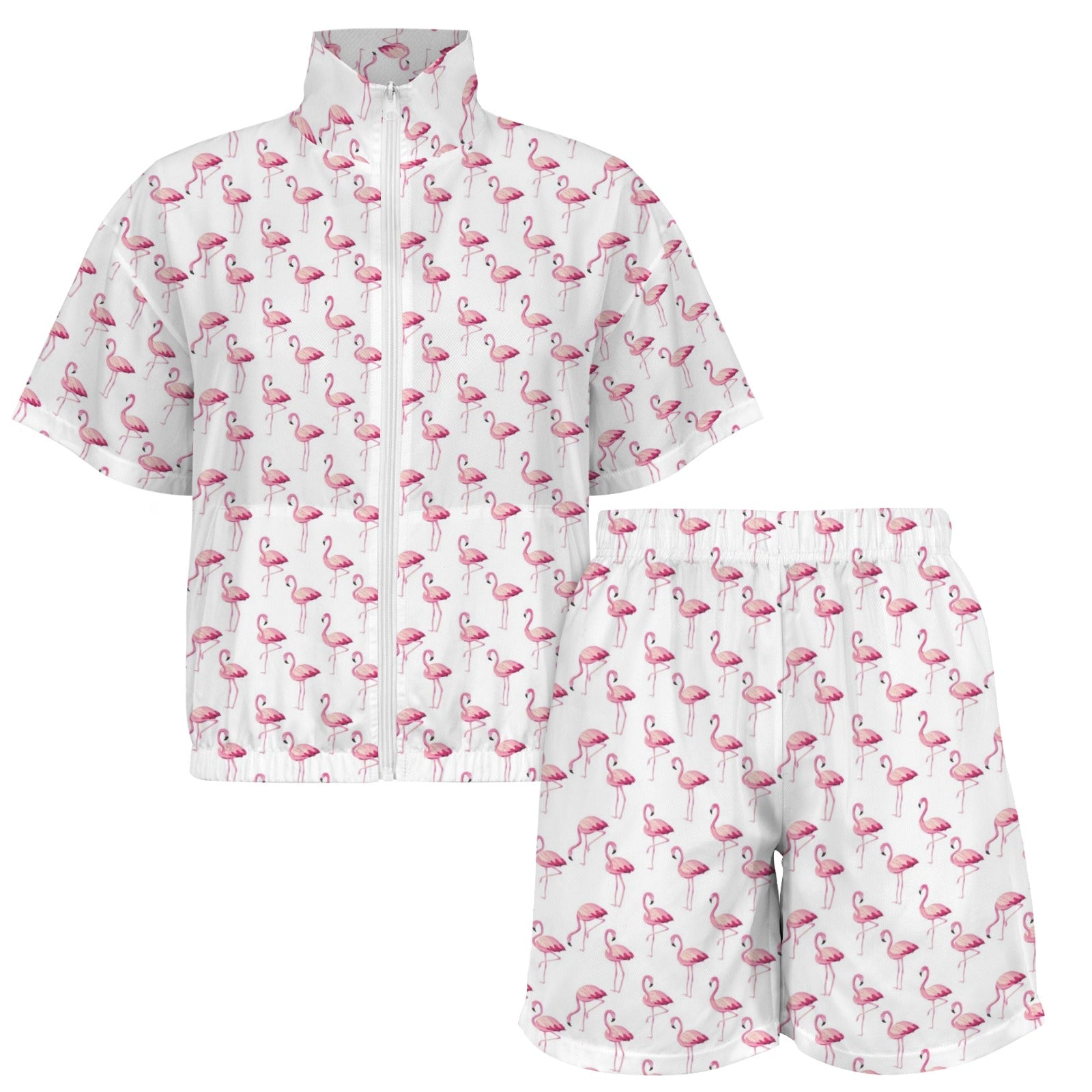 Flamingos Women's Windbreaker Short Set Women's Windbreaker Short Set animal Printed Offshore
