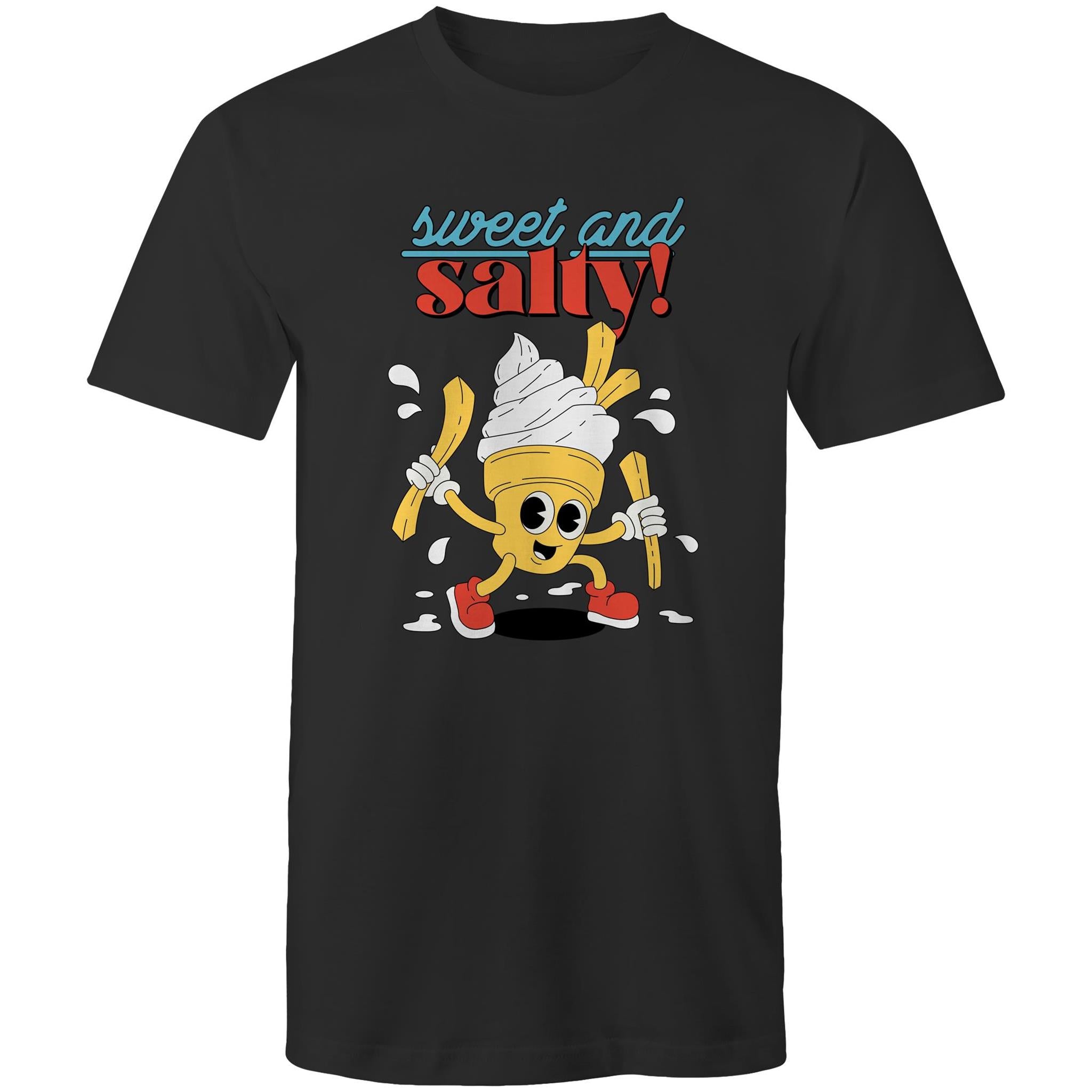 Sweet And Salty, Ice Cream And Fries - Mens T-Shirt Black Mens T-shirt Food Printed In Australia