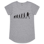 Evolution Of A Guitar Player - Womens Scoop Neck T-Shirt Grey Marle Womens Scoop Neck T-shirt Music Printed In Australia