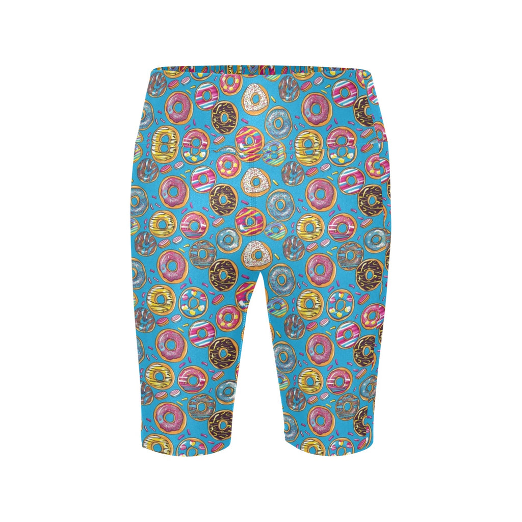 Doughnuts On Blue Women's Bike Shorts With Side Pockets
