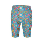 Doughnuts On Blue Women's Bike Shorts With Side Pockets