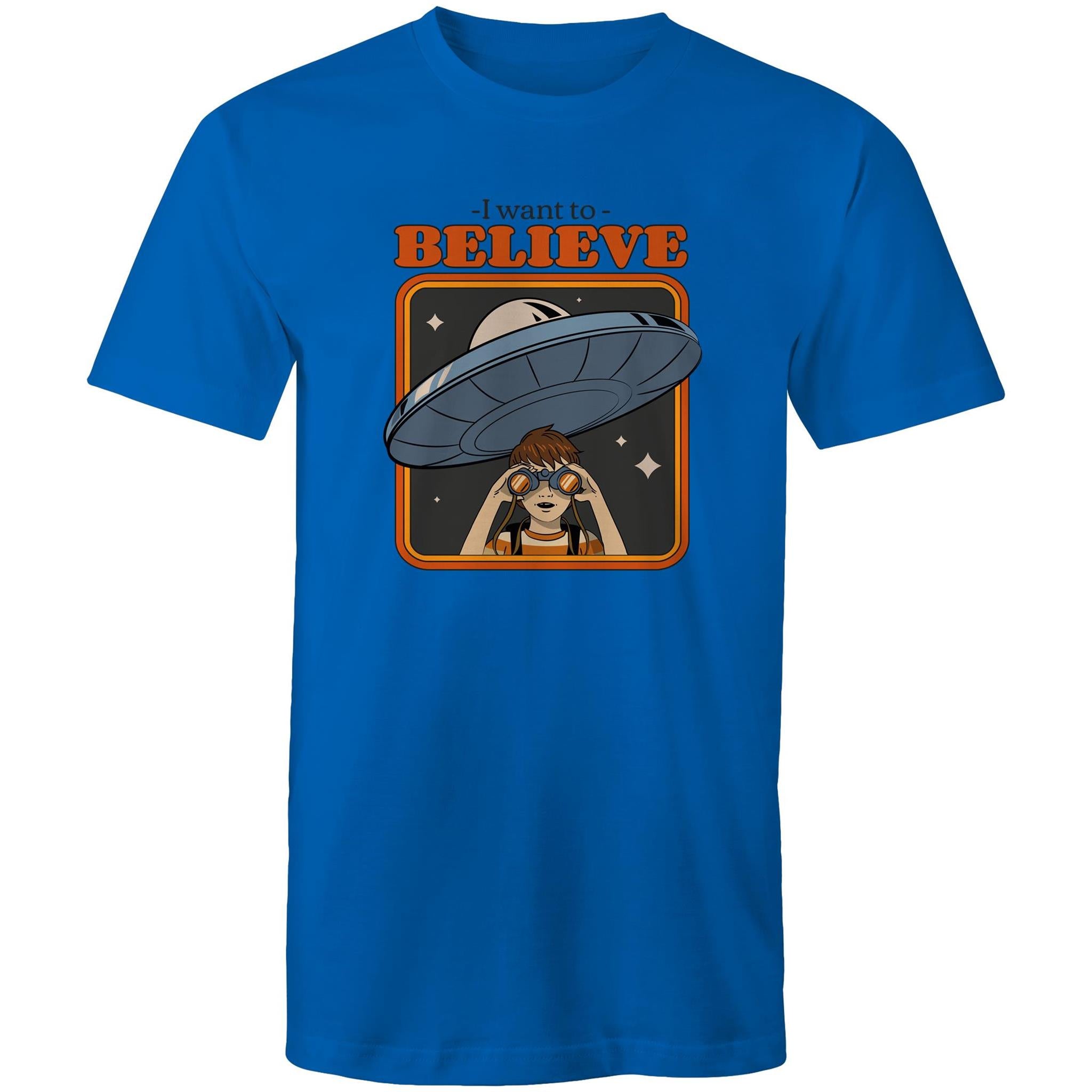 I Want To Believe - Mens T-Shirt Bright Royal Mens T-shirt Printed In Australia Sci Fi