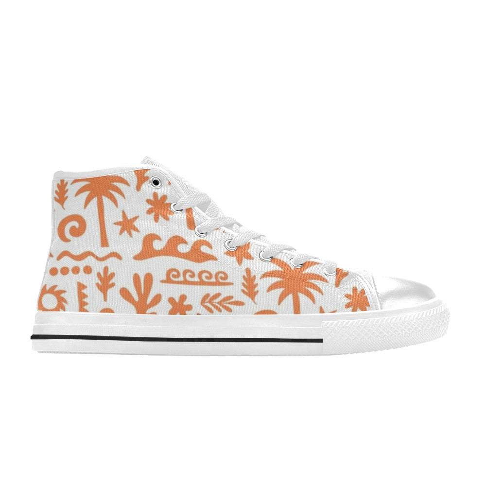 Orange Surf Kids High Top Canvas Shoes