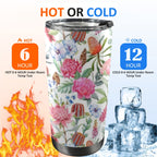 Australian Flowers - 20oz Mobile Tumbler with Lid (Black Lock) 20oz Travel Mug Plants Printed Offshore