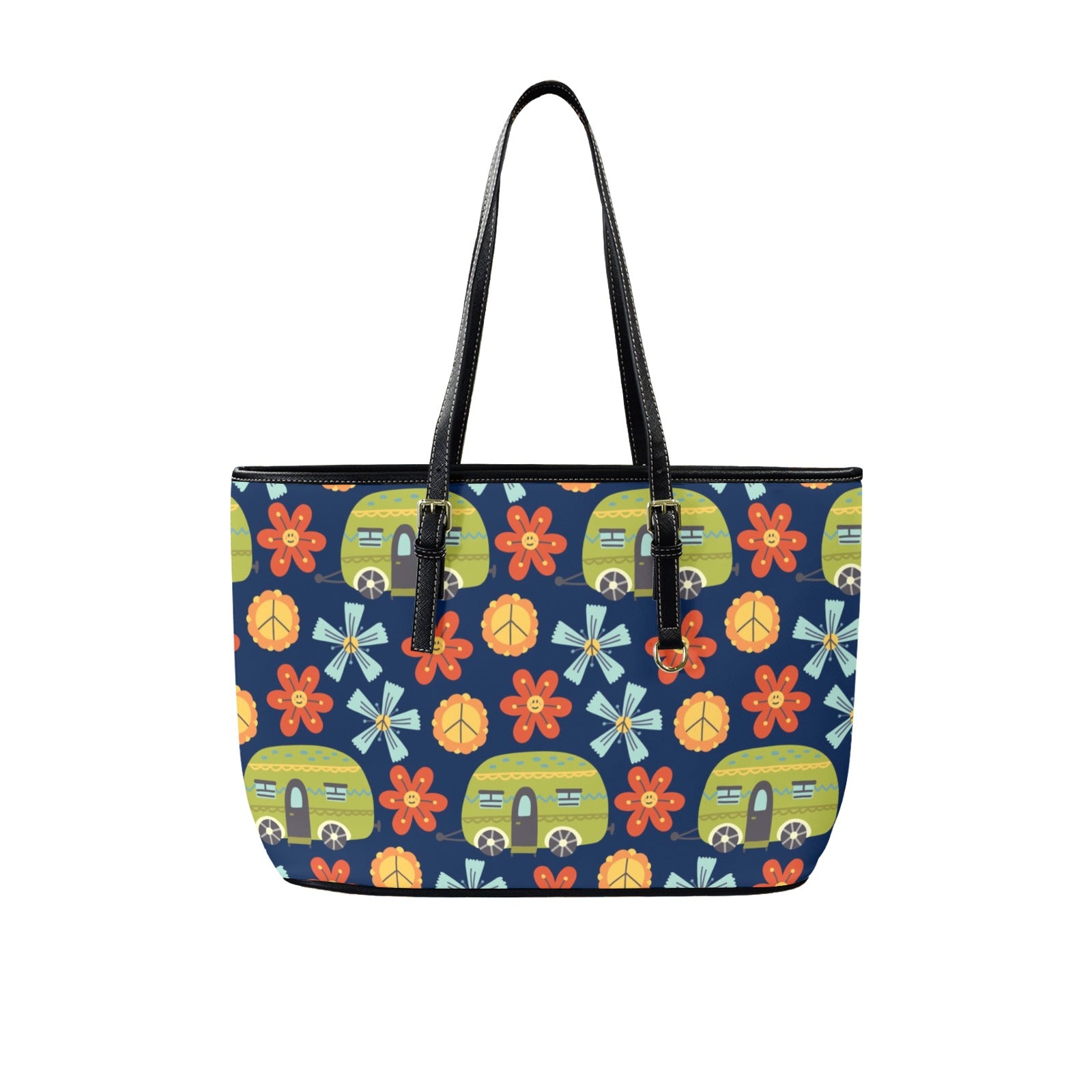 Hippie Caravan - Leather Tote Bag-Large