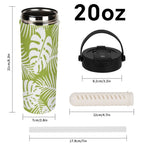 Green Tropical Leaves 20oz Tea Tumbler with Carry Handle