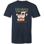 Life's Better With Music - Mens T-Shirt Navy Mens T-shirt Music Printed In Australia