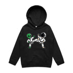 Alien And Astronaut Karate - Kids Hoodie Black Kids Hoodie Printed In Australia