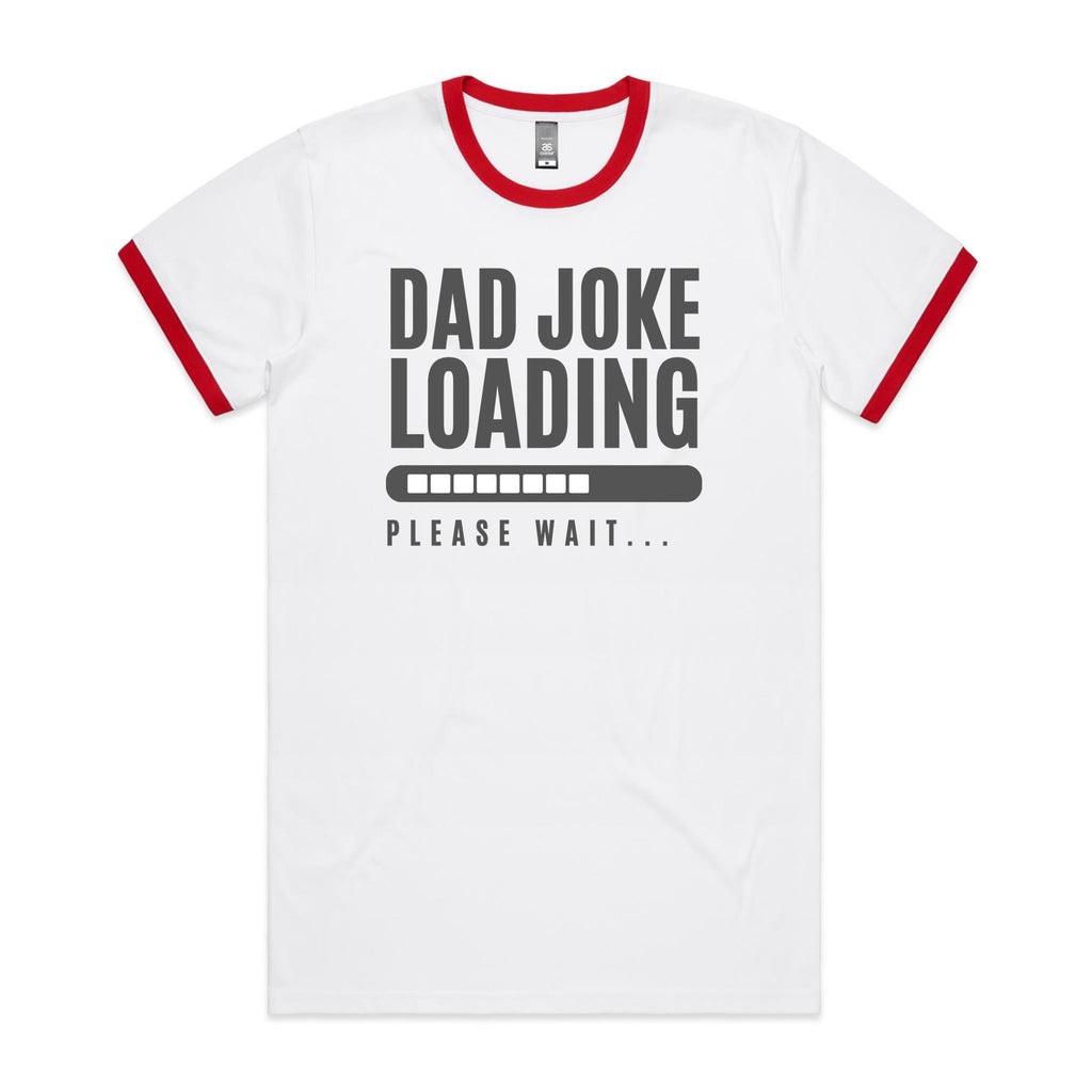 Dad Joke Loading - Staple Ringer Tee White Red Ringer T-Shirt Dad Printed In Australia