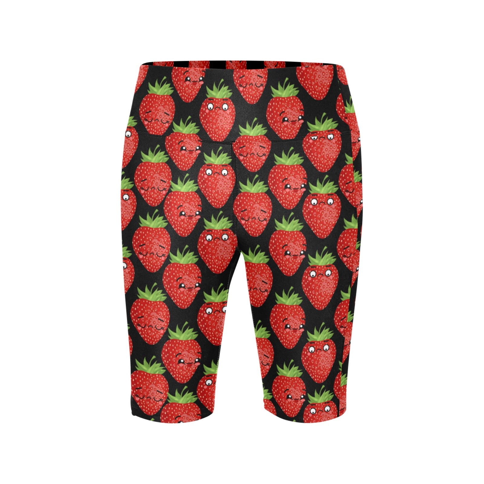 Strawberry Characters Women's Bike Shorts With Side Pockets Women's Bike Shorts Food Printed Offshore