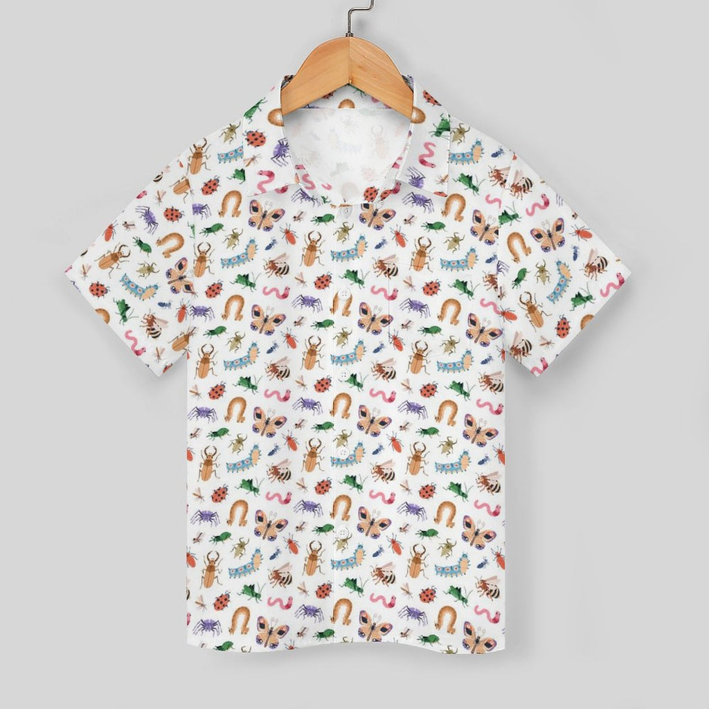 Cute Bugs Kids Youth Short Sleeve Button Up Shirt