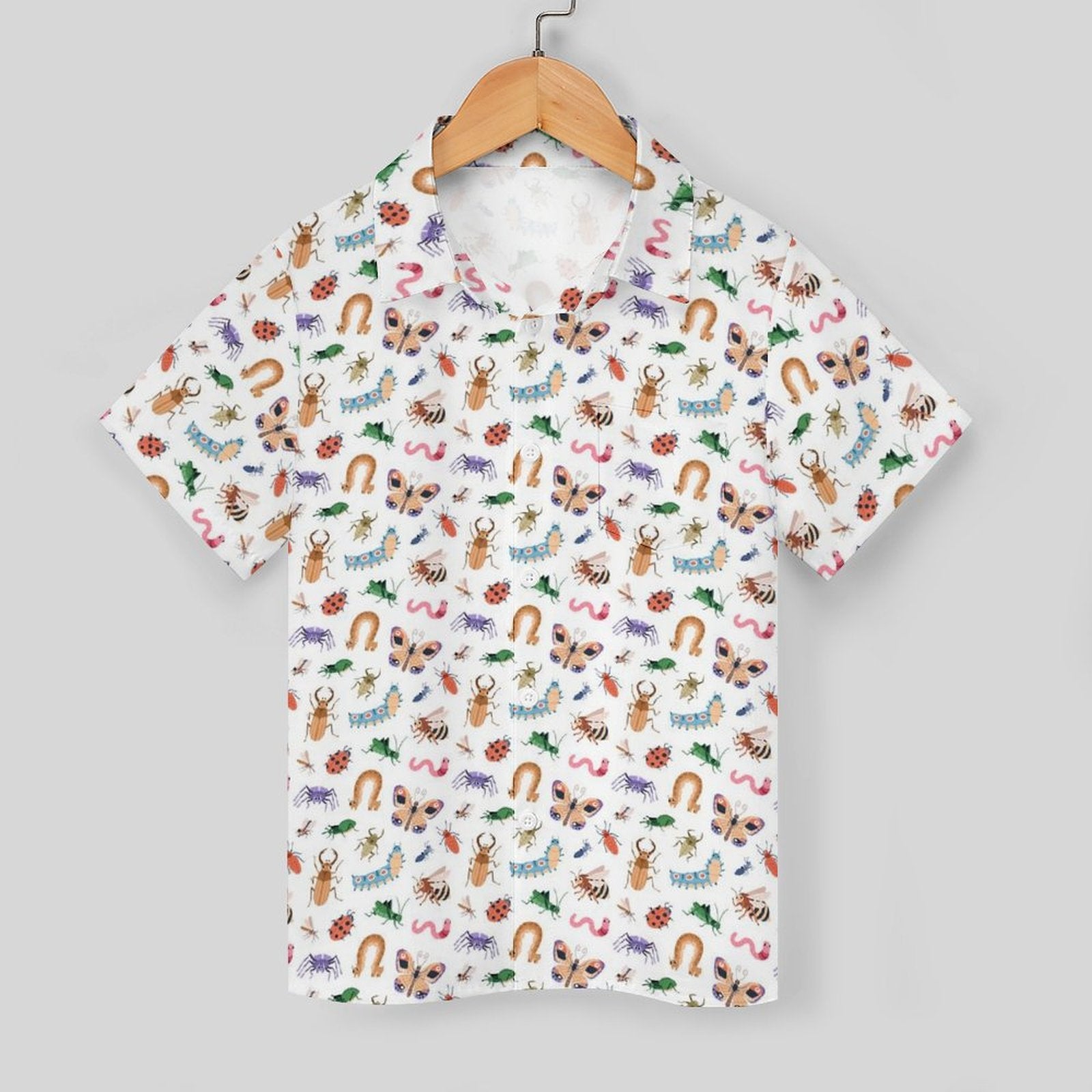 Cute Bugs Kids Youth Short Sleeve Button Up Shirt