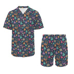 Space Arcade Men's Hawaiian Shirt & Shorts Set Men's Hawaiian Shirt & Shorts Set Games Printed Offshore Retro