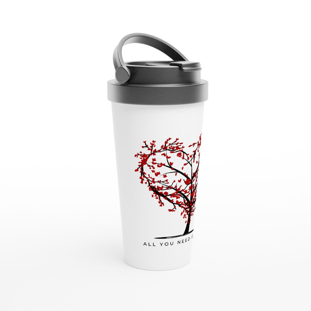 All You Need Is Love - White 15oz Stainless Steel Travel Mug Travel Mug Globally Fulfilled love positivity