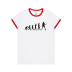 Evolution Of A Guitar Player - Women's Ringer Tee White Red Womens Ringer T-shirt Music Printed In Australia