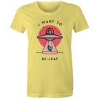 I Want To Be-Leaf - Womens T-shirt Yellow Womens T-shirt Printed In Australia Sci Fi