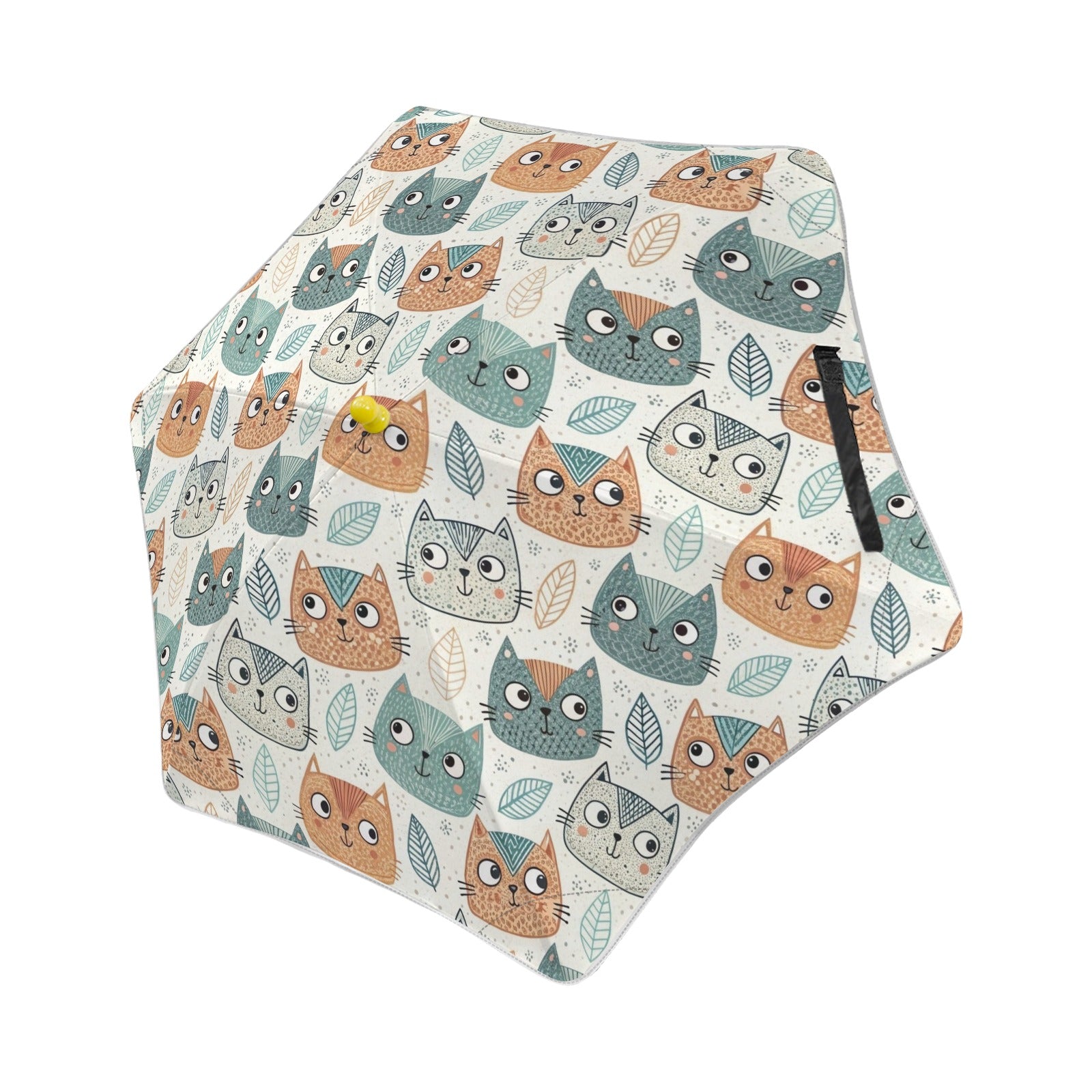 Cute Cat Faces Kids Safe Round Corner Umbrella One Size Kids Safe Round Corner Umbrella animal Printed Offshore