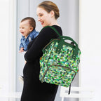 Green Paint Dabs - Multi-Function Backpack, Nappy / Diaper Bag