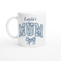 Personalise - Mum, Blue Floral - 11oz Ceramic Mug Ceramic White Personalised 11oz Mug customise Globally Fulfilled Mum Name personalise