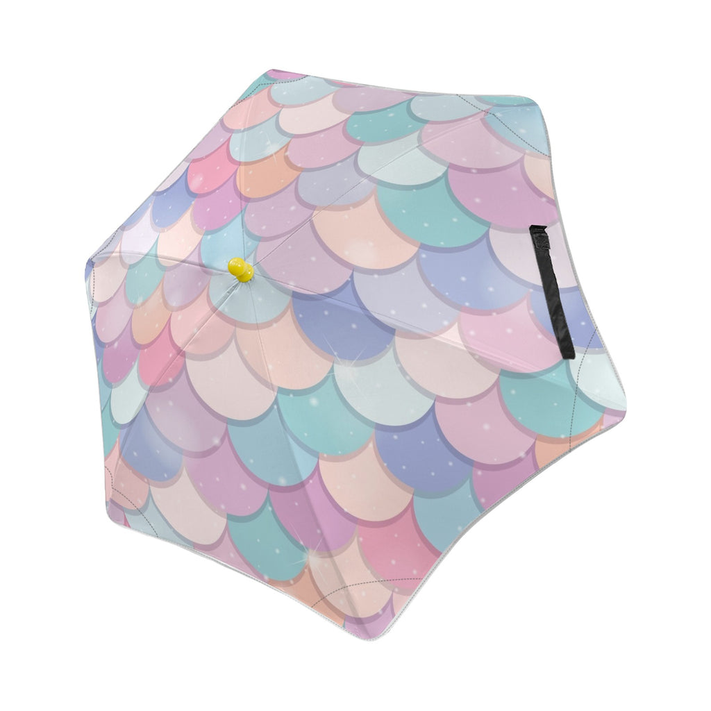Mermaid Scales Kids Safe Round Corner Umbrella One Size Kids Safe Round Corner Umbrella Ocean Printed Offshore