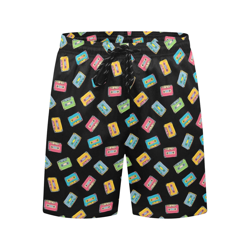 Colourful Cassettes Men's Mid-Length Beach Shorts Men's Mid-Length Beach Shorts Music Printed Offshore Retro