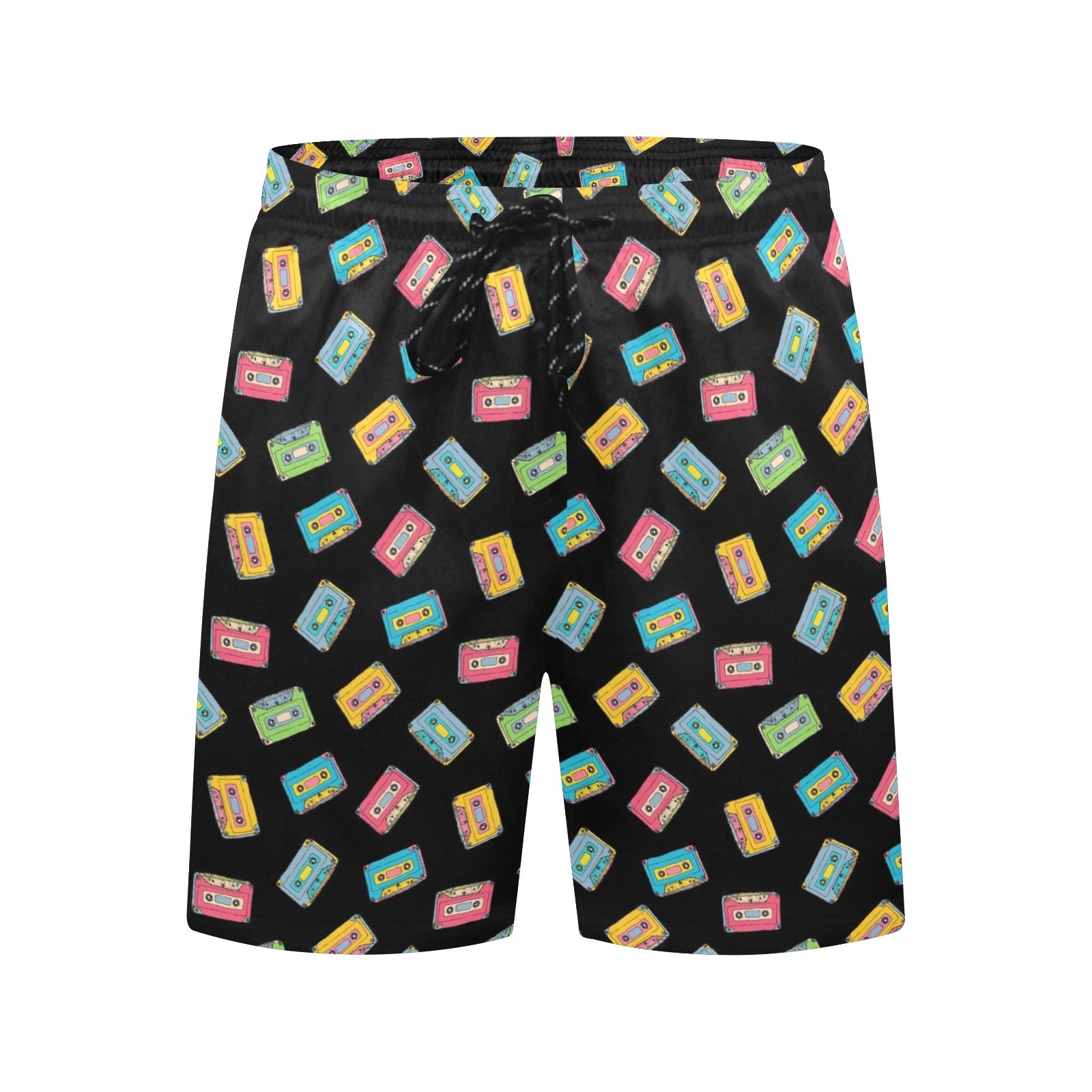 Colourful Cassettes Men's Mid-Length Beach Shorts Men's Mid-Length Beach Shorts Music Printed Offshore Retro