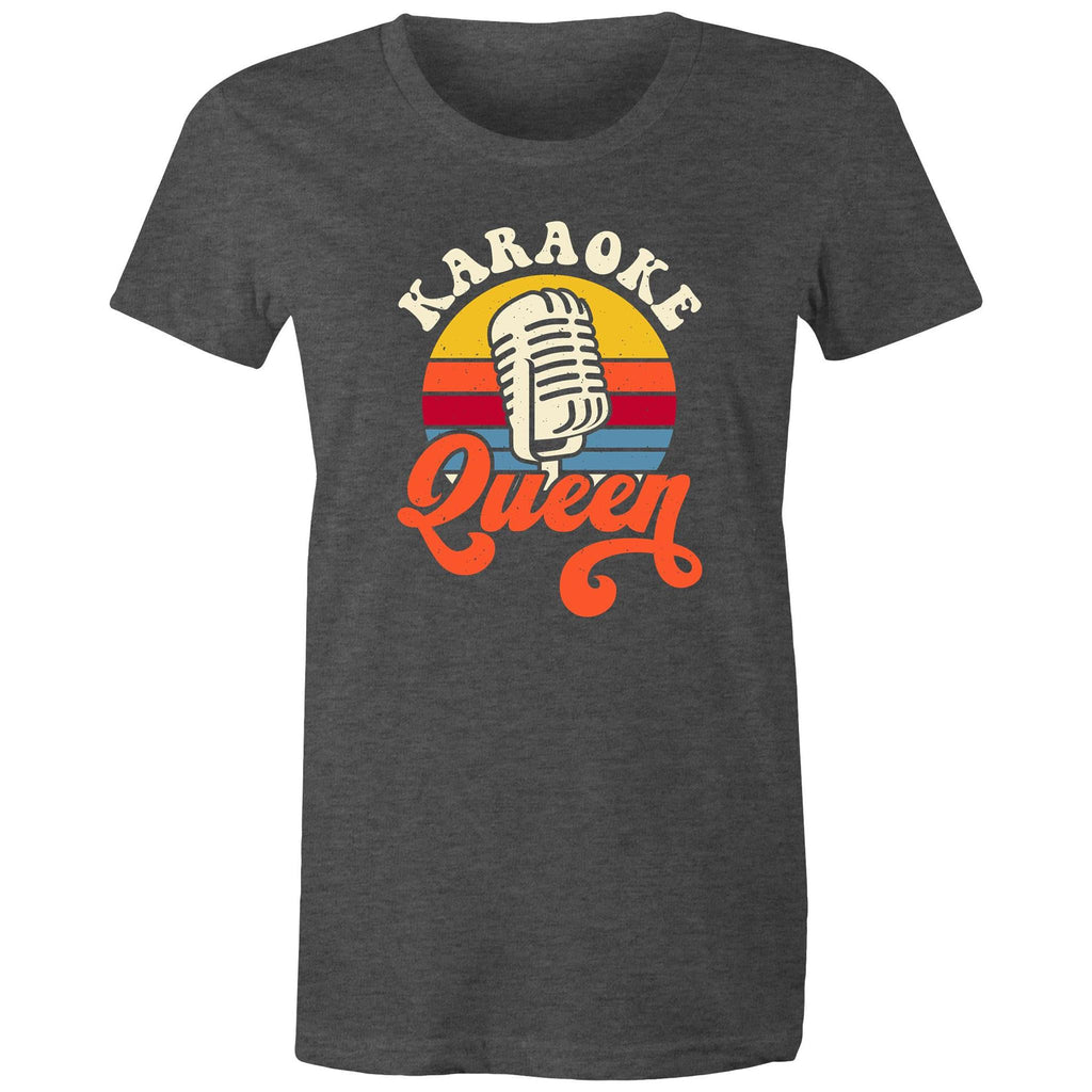 Karaoke Queen - Womens T-shirt Asphalt Marle Womens T-shirt Music Printed In Australia