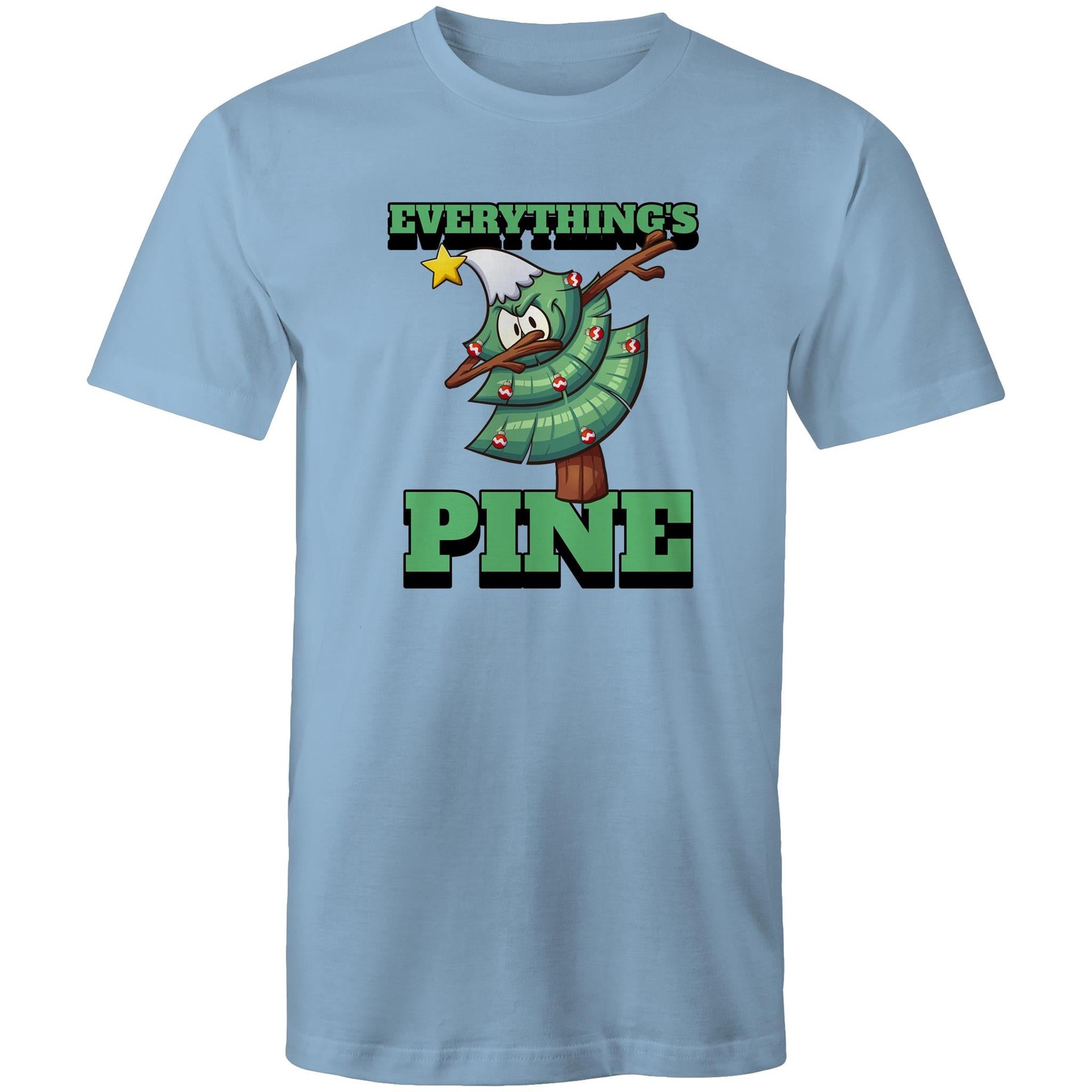 Everything's Pine, Christmas - Mens T-Shirt Carolina Blue Mens Christmas T-shirt Christmas Printed In Australia