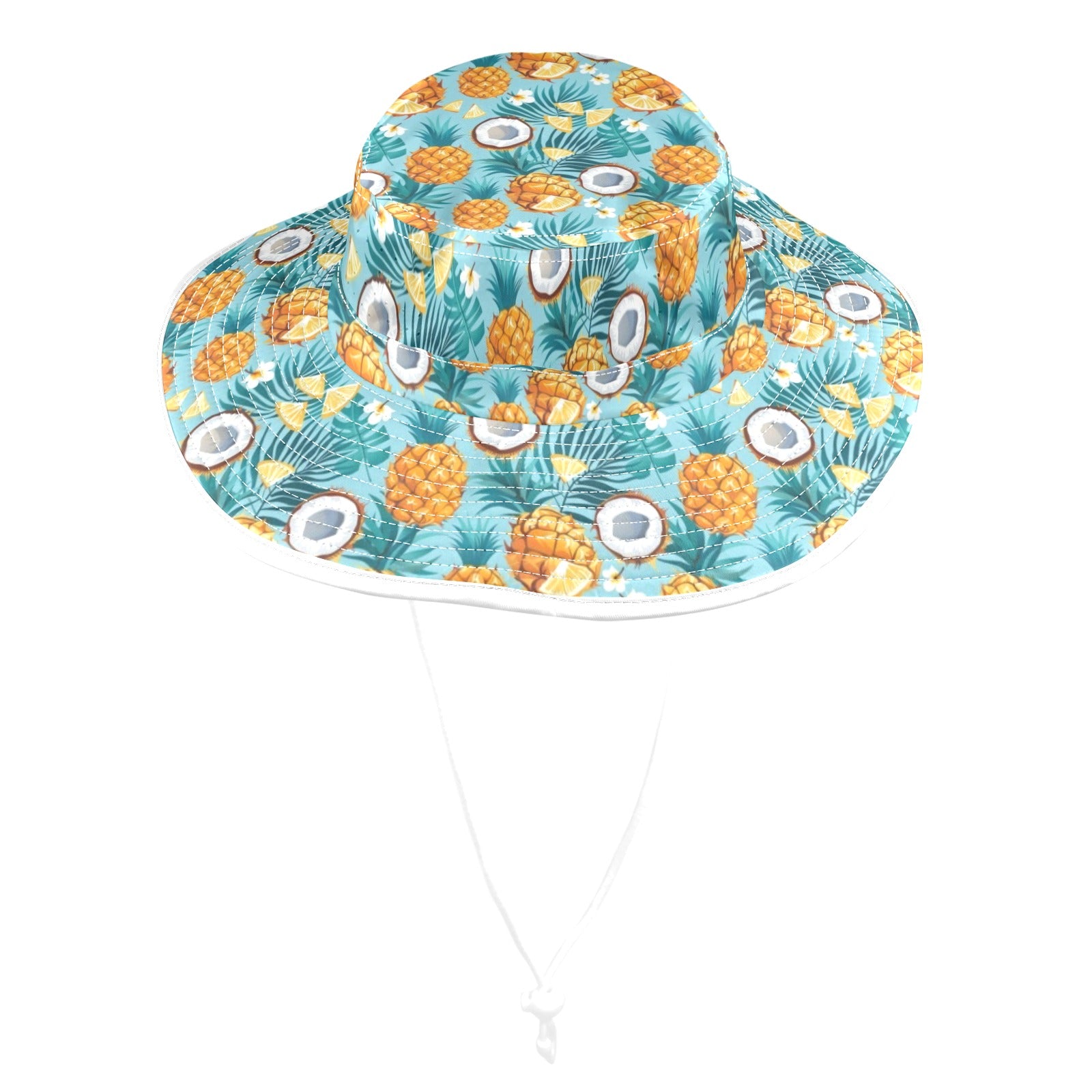 Pineapple Coconut Wide Brim Bucket Hat Wide Brim Bucket Hat Food Printed Offshore