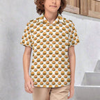 Hamburgers Kids Youth Short Sleeve Button Up Shirt