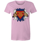 Super Mum - Womens T-shirt Pink Womens T-shirt comic Mum Printed In Australia