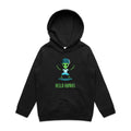 Alien Skate, Hello Humans - Kids Hoodie Black Kids Hoodie Printed In Australia