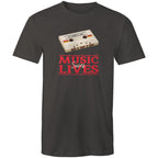 Music Saves Lives, Cassette Tape - Mens T-Shirt Charcoal Mens T-shirt Music Printed In Australia Retro