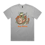Stay Weird, Guitar Playing Frog On A Snail AS Colour Heavy Faded Tee Unisex Faded storm Heavy Faded T-shirt animal Music Printed In Australia