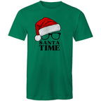 Santa Time - Mens T-Shirt Kelly Green Mens Christmas T-shirt Christmas Printed In Australia
