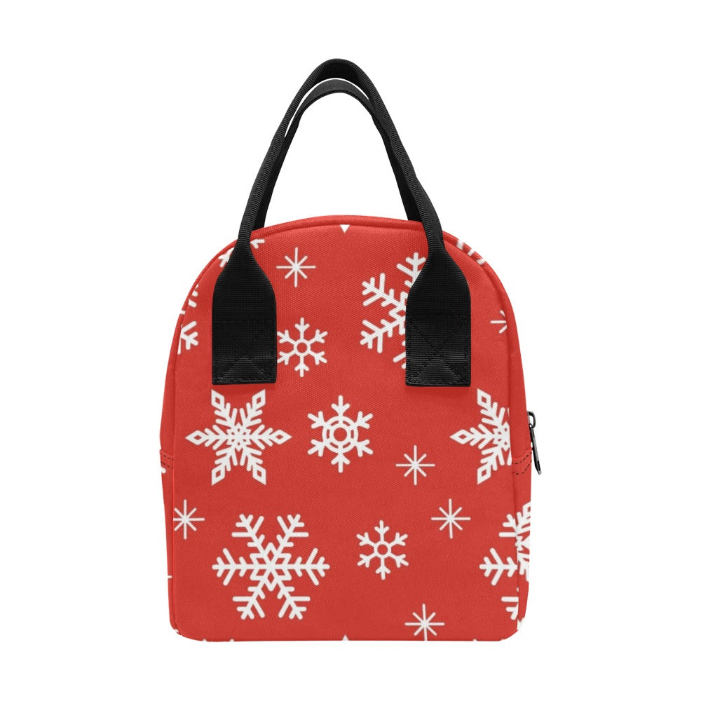 Red Snowflakes, Christmas - Zipper Lunch Bag Zipper Lunch Bag Printed Offshore