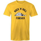 Rock And Roll Forever - Mens T-Shirt Yellow Mens T-shirt Music Printed In Australia