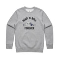 Rock And Roll Forever AS Colour Stencil Crew Sweatshirt Unisex Grey Marle Sweatshirt Music Printed In Australia