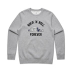 Rock And Roll Forever - AS Colour Stencil Crew Grey Marle Sweatshirt Music Printed In Australia