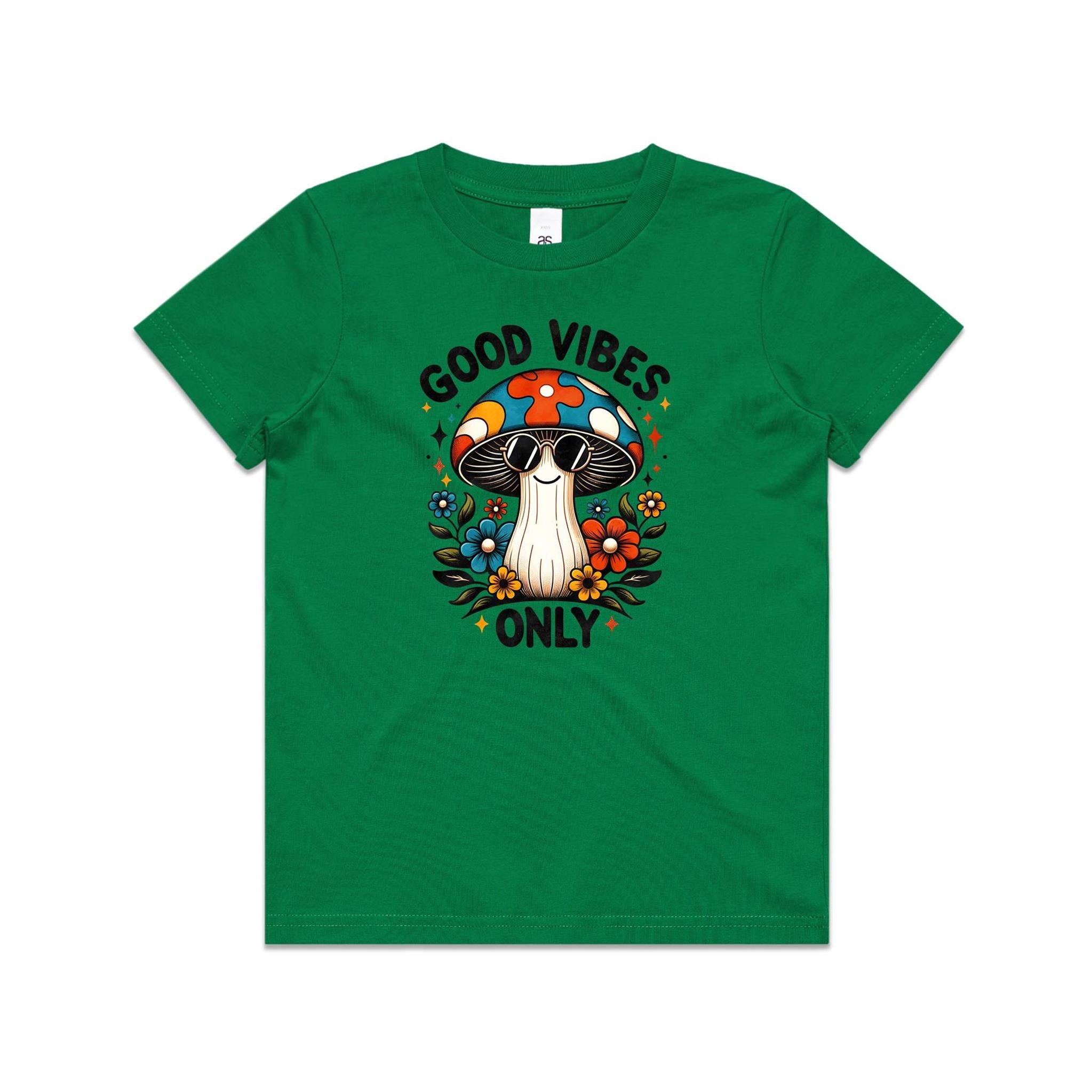 Good Vibes Only, Hippie Mushroom With Sunglasses - Kids T-shirt