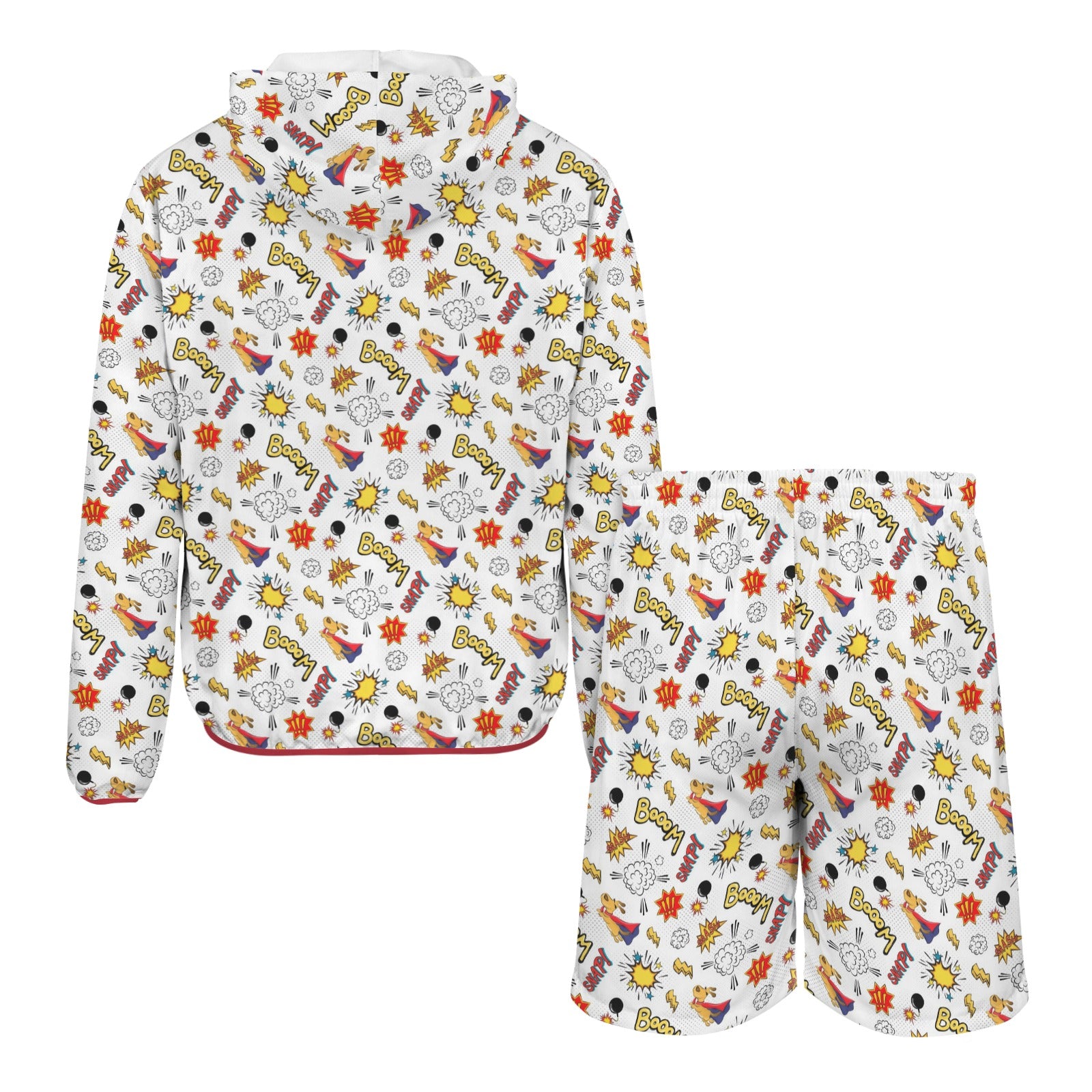 Super Dog Men's Lightweight Sun Hoodie & Shorts Set Men's Lightweight Sun Hoodie & Shorts animal comic Printed Offshore