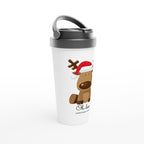 Oh Deer, Christmas Is Here - White 15oz Stainless Steel Travel Mug Default Title Christmas Travel Mug Christmas Globally Fulfilled