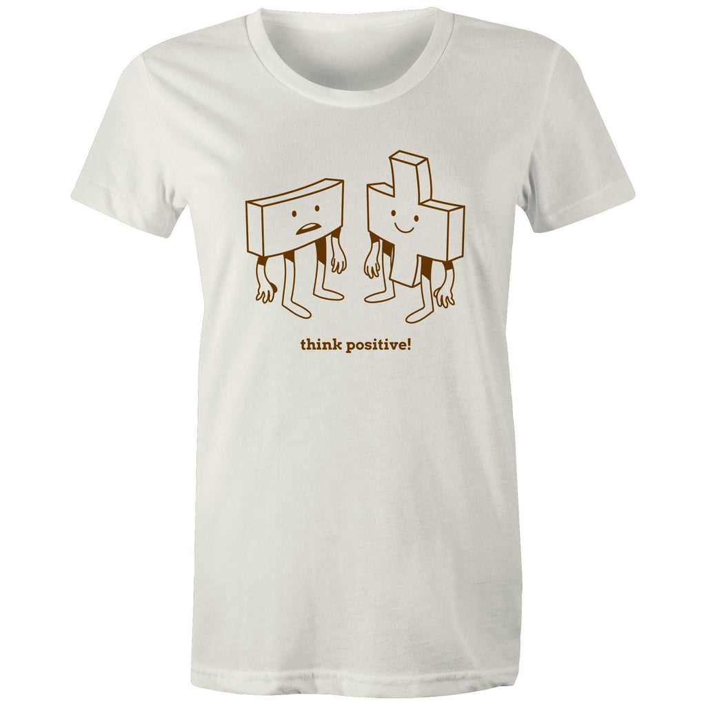 Think Positive, Maths - Womens T-shirt Natural Womens T-shirt Maths Positivity Printed In Australia