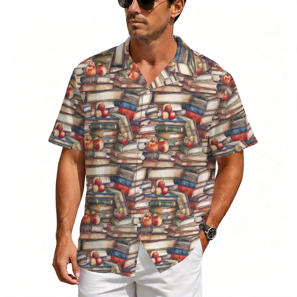 Watercolour Books Men's Crinkle Hawaiian Shirt