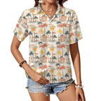 Beach Shack Women's Short-Sleeve Button Up Shirt white Women's Short-Sleeve Button Up Shirt Printed Offshore Surf