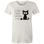 It's Fine, I'm Fine, Frazzled Cat - Womens T-shirt Natural Womens T-shirt animal Printed In Australia