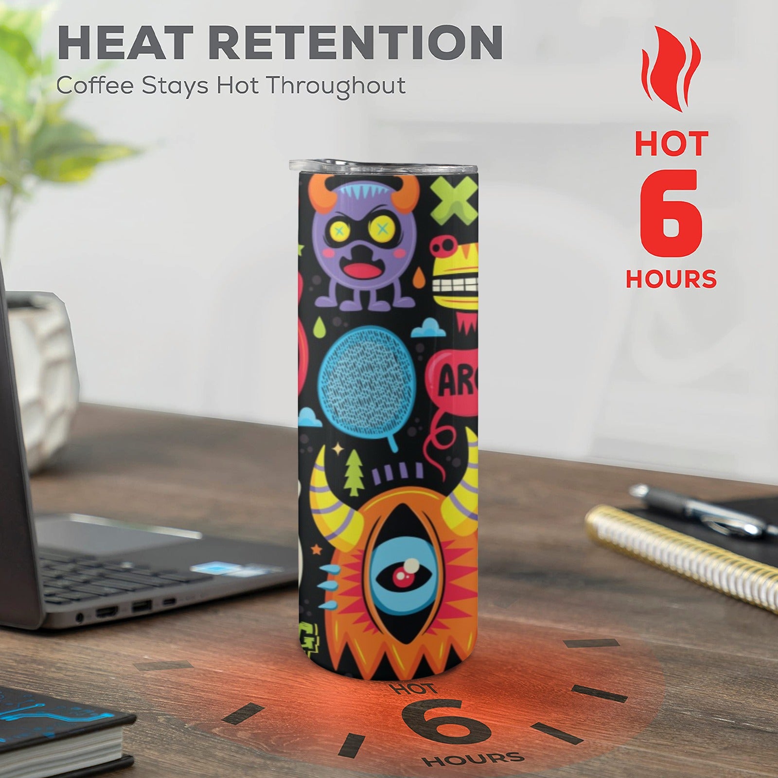 Monster Kids - 20oz Tall Skinny Tumbler with Lid and Straw