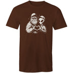 Alien Bigfoot Heart Hands - Mens T-Shirt Dark Chocolate Mens T-shirt Love Printed In Australia Sci Fi